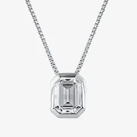 (F / Si2) Womens 2 CT. Lab Grown White Diamond 10K White Gold Emerald 18 Inch Pendant Necklace