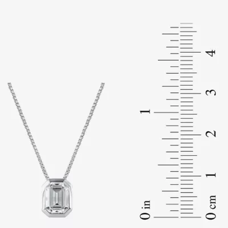 (F / Si2) Womens 2 CT. Lab Grown White Diamond 10K White Gold Emerald 18 Inch Pendant Necklace
