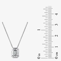 (F / Si2) Womens 2 CT. Lab Grown White Diamond 10K White Gold Emerald 18 Inch Pendant Necklace