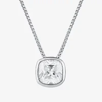 (F / Si2) Womens 2 CT. Lab Grown White Diamond 10K White Gold Cushion 18 Inch Pendant Necklace
