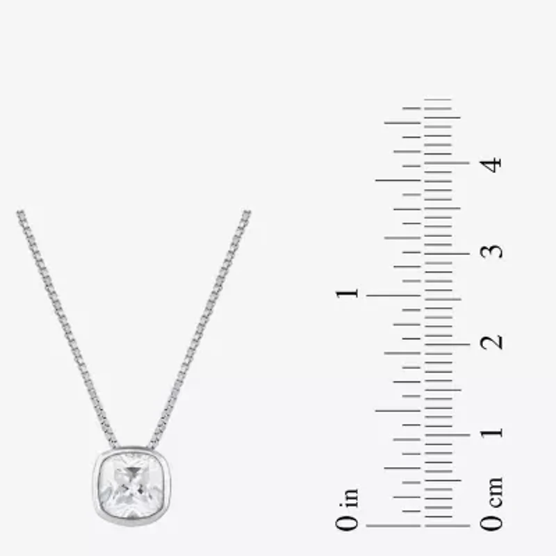 (F / Si2) Womens 2 CT. Lab Grown White Diamond 10K White Gold Cushion 18 Inch Pendant Necklace