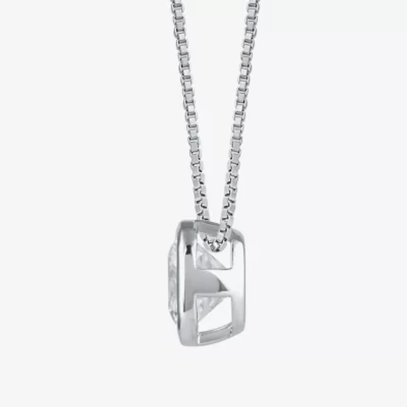 (F / Si2) Womens 2 CT. Lab Grown White Diamond 10K White Gold Cushion 18 Inch Pendant Necklace