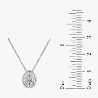 (F / Si2) Womens 2 CT. Lab Grown White Diamond 10K White Gold Oval 18 Inch Pendant Necklace