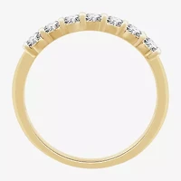 (G/Si1-Si2) Womens 2MM 1/2 CT. T.W. Lab Grown White Diamond 14K Gold Over Silver Wedding Band
