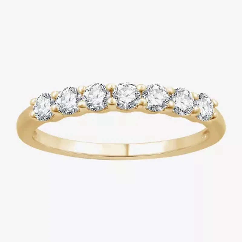 (G/Si1-Si2) Womens 2MM 1/2 CT. T.W. Lab Grown White Diamond 14K Gold Over Silver Wedding Band