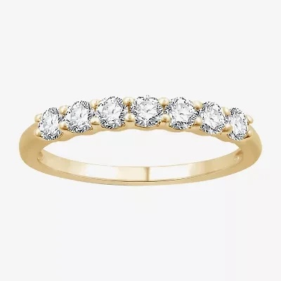 (G/Si1-Si2) Womens 2MM 1/2 CT. T.W. Lab Grown White Diamond 14K Gold Over Silver Wedding Band