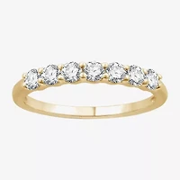 (G/Si1-Si2) Womens 2MM 1/2 CT. T.W. Lab Grown White Diamond 14K Gold Over Silver Wedding Band