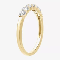 G/Si1-Si2) Womens 2MM 1/ CT. T.W. Lab Grown White Diamond 14K Gold Over Silver Wedding Band