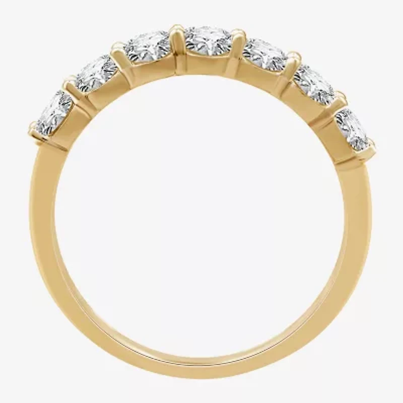 (G/Si1-Si2) Womens 2MM 1 CT. T.W. Lab Grown White Diamond 14K Gold Over Silver Wedding Band