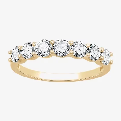(G/Si1-Si2) Womens 2MM 1 CT. T.W. Lab Grown White Diamond 14K Gold Over Silver Wedding Band