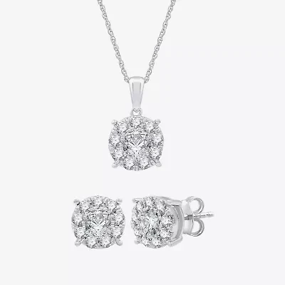 (G, Si1-Si2) Womens 2 CT. T.W. Lab Grown White Diamond Sterling Silver Round 2-pc. Jewelry Set