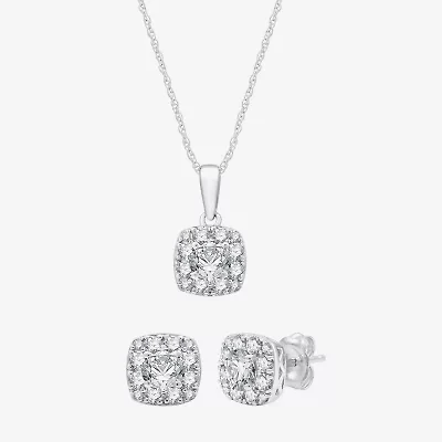 (G, Si1-Si2) Womens 2 CT. T.W. Lab Grown White Diamond Sterling Silver Cushion 2-pc. Jewelry Set