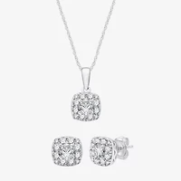 (G, Si1-Si2) Womens 2 CT. T.W. Lab Grown White Diamond Sterling Silver Cushion 2-pc. Jewelry Set