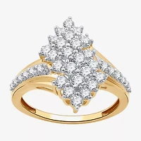 (G, Si1-Si2) Womens 1 CT. T.W. Lab Grown White Diamond 14K Gold Over Silver Cluster Cocktail Ring