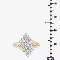 (G, Si1-Si2) Womens 1 CT. T.W. Lab Grown White Diamond 14K Gold Over Silver Cluster Cocktail Ring