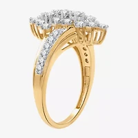 (G, Si1-Si2) Womens 1 CT. T.W. Lab Grown White Diamond 14K Gold Over Silver Cluster Cocktail Ring