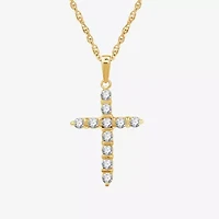 Cross (G, Si1-Si2) Womens 1/2 CT. T.W. Lab Grown White Diamond 14K Gold Over Silver 18 Inch Pendant Necklace