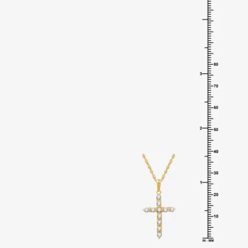 Cross (G, Si1-Si2) Womens 1/2 CT. T.W. Lab Grown White Diamond 14K Gold Over Silver 18 Inch Pendant Necklace