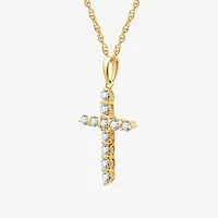 Cross (G, Si1-Si2) Womens 1/2 CT. T.W. Lab Grown White Diamond 14K Gold Over Silver 18 Inch Pendant Necklace