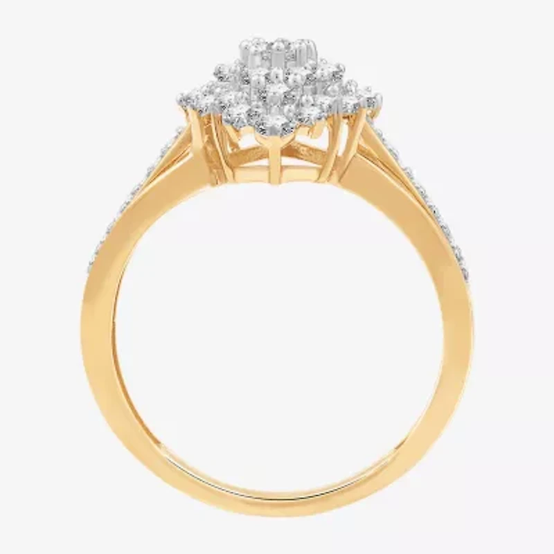 (G, Si1-Si2) Womens 3/4 CT. T.W. Lab Grown White Diamond 14K Gold Over Silver Cluster Cocktail Ring