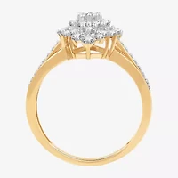 (G, Si1-Si2) Womens 3/4 CT. T.W. Lab Grown White Diamond 14K Gold Over Silver Cluster Cocktail Ring