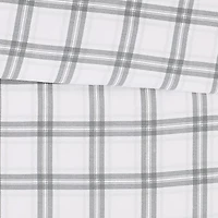 London Fog Grey Plaid Flannel Duvet Cover Set