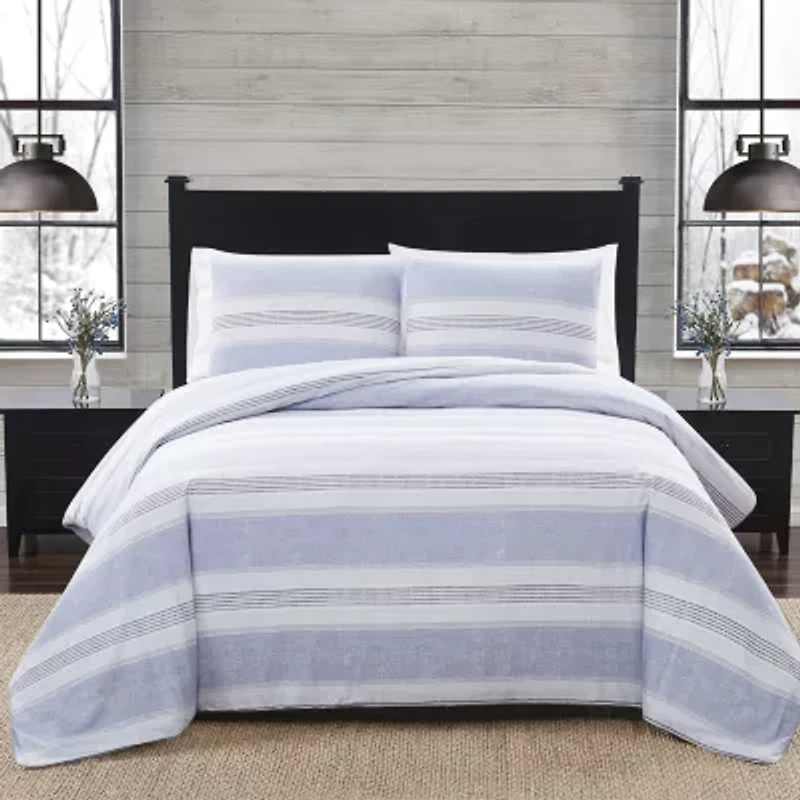 London Fog Solid Flannel Duvet Cover Set