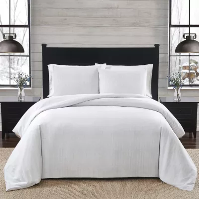 London Fog Herringbone Flannel Duvet Cover Set