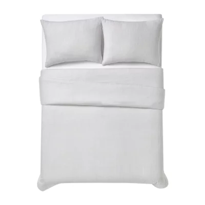 London Fog Herringbone Flannel Duvet Cover Set