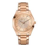 Caravelle New York® Womens Crystal-Accent Rose-Tone Stainless Steel Watch 44L160