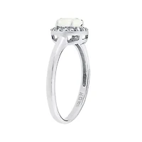 Faceted Lab-Created Opal & White Topaz Sterling Silver Ring
