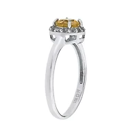 Faceted Genuine Citrine & White Topaz Sterling Silver Ring