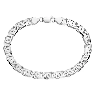 Mens Sterling Silver 9" Bird Eye Link Bracelet