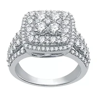 Womens 2 CT. T.W. Natural White Diamond 10K Gold Cushion Engagement Ring