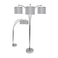 Stylecraft Owen 3-Light Brushed Steel Arched Floor Lamp