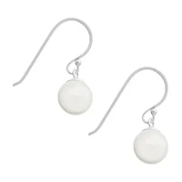 Silver Treasures Womens White Simulated Pearl Sterling Silver Hypoallergenic Drop Earrings