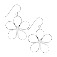 Silver Treasures Womens Sterling Silver Flower Hypoallergenic Drop Earrings