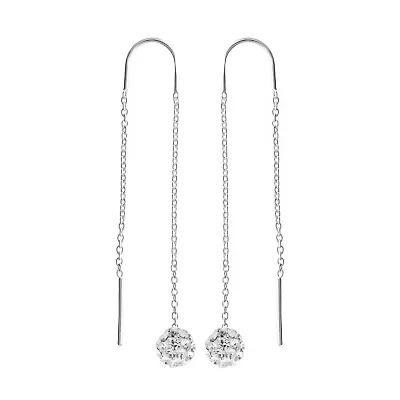 Silver Treasures Womens Multi Color Crystal Sterling Silver Hypoallergenic Drop Earrings