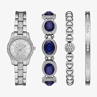 Ladies Sets Womens Crystal Accent Silver Tone 4-pc. Watch Boxed Set Fmdjset310
