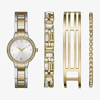 Ladies Sets Womens Crystal Accent Two Tone 4-pc. Watch Boxed Set Fmdjset316