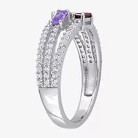 Womens Genuine Multi Color Sterling Silver Stackable Ring