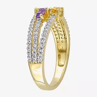 Womens Genuine Multi Color 18K Gold Over Silver Stackable Ring
