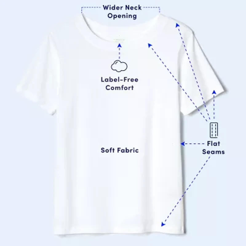 French Toast Little & Big Kid Unisex Easy-on + Easy-off Sensory Friendly Crew Neck Short Sleeve Adaptive T-Shirt