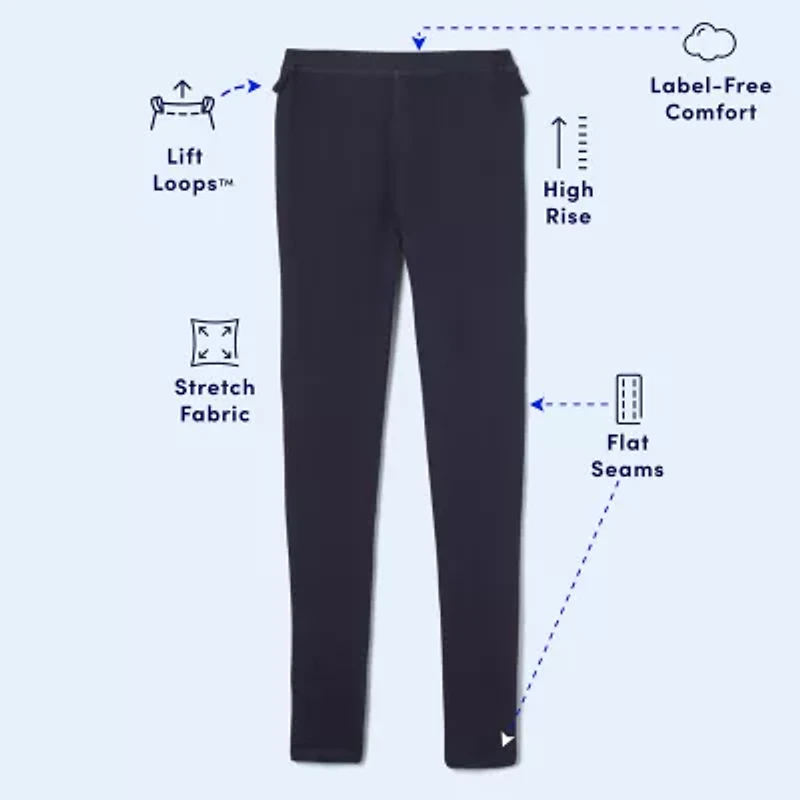 French Toast Little & Big Kid Girls Easy-on + Easy-off Sensory Friendly High Rise Full Length Leggings