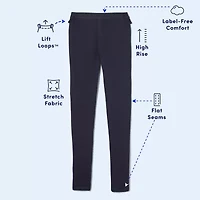 French Toast Little & Big Kid Girls Easy-on + Easy-off Sensory Friendly High Rise Full Length Leggings