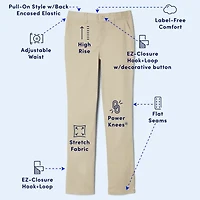 French Toast Little & Big Kid Girls Adaptive Easy-on + Easy-off Sensory Friendly Straight High Rise Fit Flat Front Pant