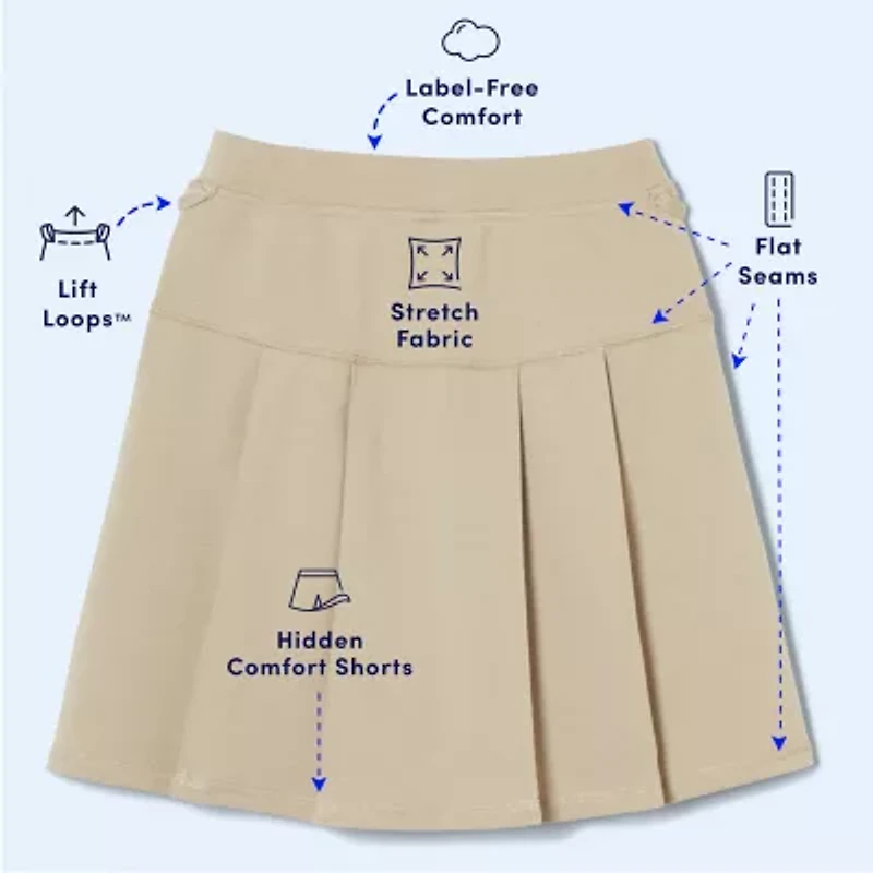 French Toast Little & Big Kid Girls Stretch Fabric Sensory Friendly High Rise Scooter Skirt