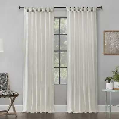 Archaeo Sarro Washed Cotton Tab Top Light-Filtering Single Curtain Panel