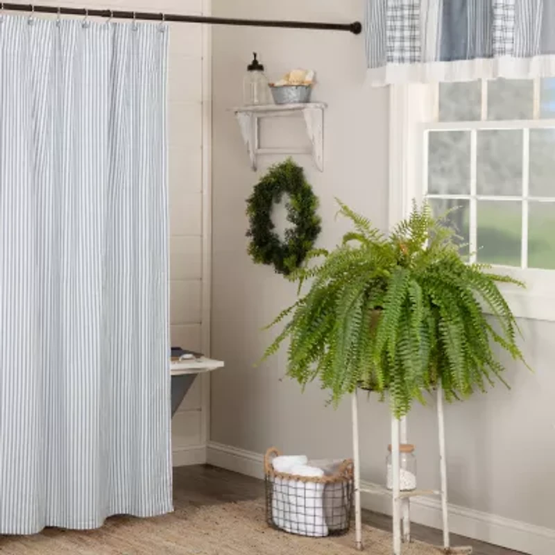 Vhc Brands Sawyer Mill Blue Ticking Shower Curtain
