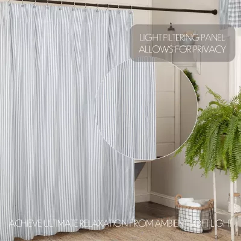 Vhc Brands Sawyer Mill Blue Ticking Shower Curtain